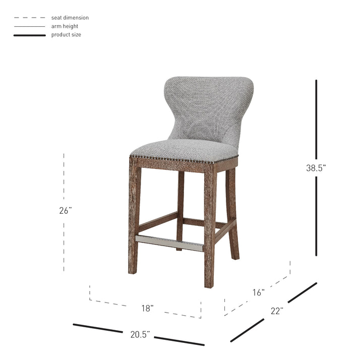 Dorsey Fabric Counter Stool Drift Wood Legs - Cardiff Gray - view 2