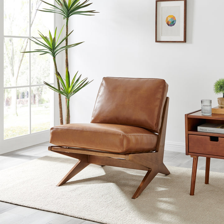 Chandler Faux Leather Accent Chair - Borneo Chocolate - view 2