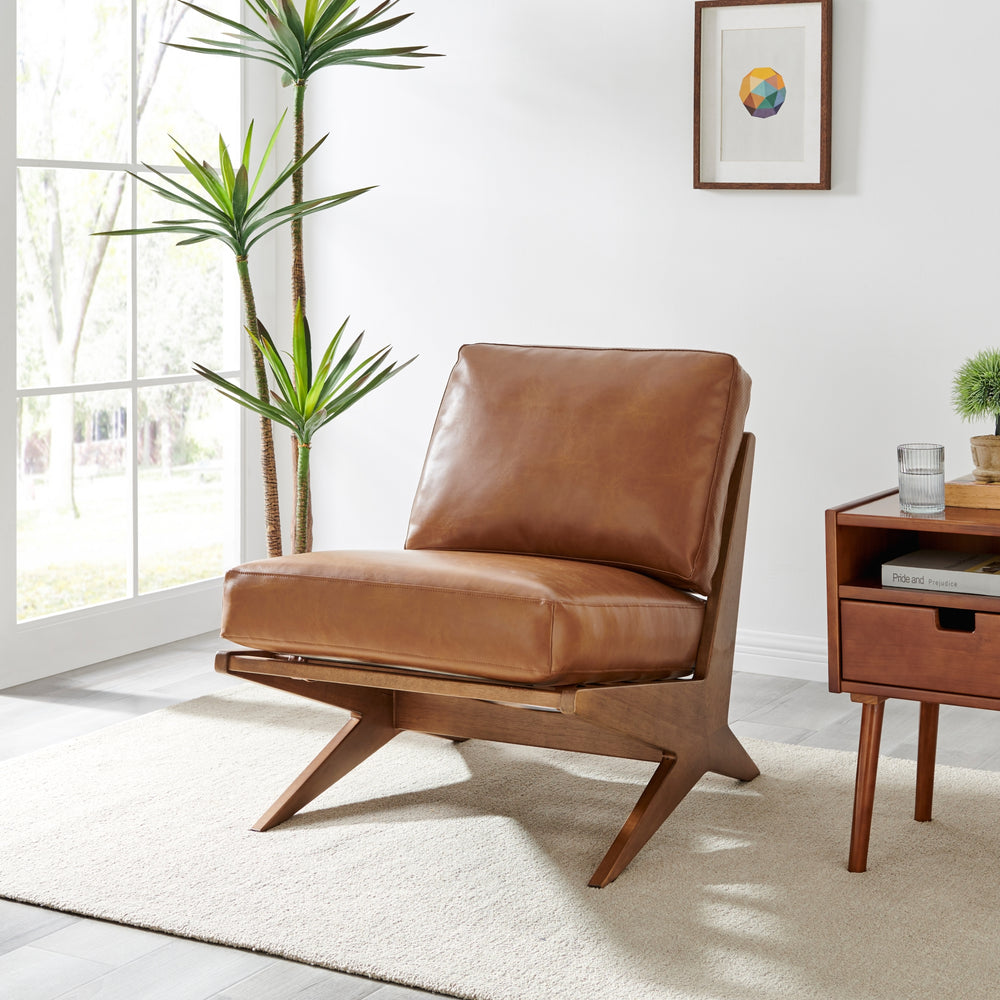 Chandler Faux Leather Accent Chair - Borneo Chocolate - view 2