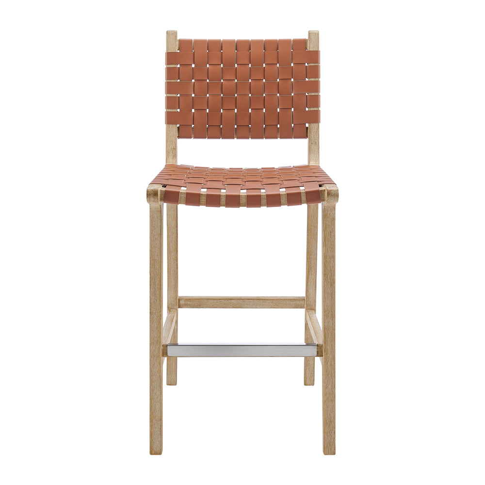 Marco Faux Leather Counter Stool Drift Wood Frame - Ochre Brown - view 4