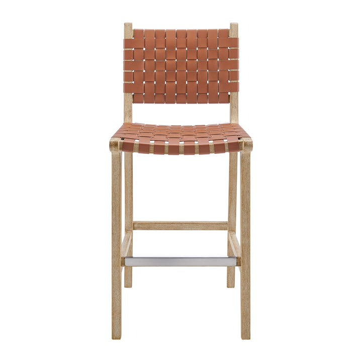 Marco Faux Leather Counter Stool Drift Wood Frame - Ochre Brown - view 4