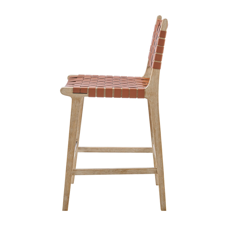 Marco Faux Leather Counter Stool Drift Wood Frame - Ochre Brown - view 5