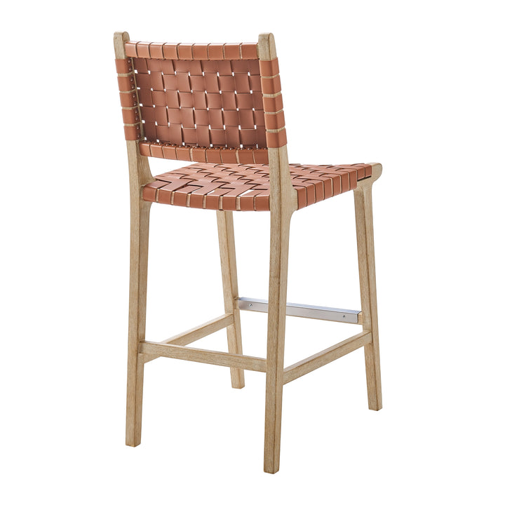 Marco Faux Leather Counter Stool Drift Wood Frame - Ochre Brown - view 7