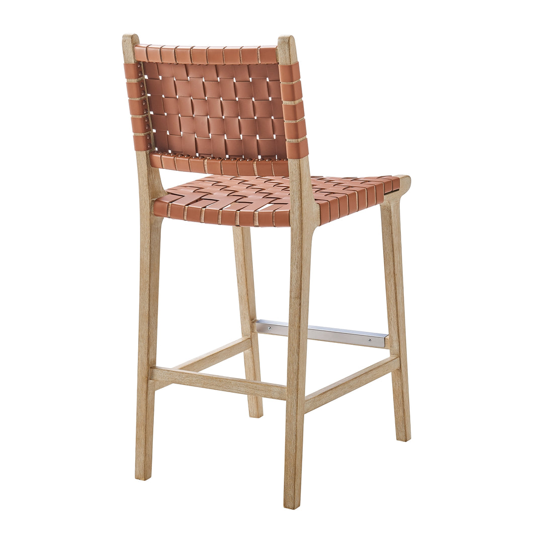 Marco Faux Leather Counter Stool Drift Wood Frame - Ochre Brown - view 7