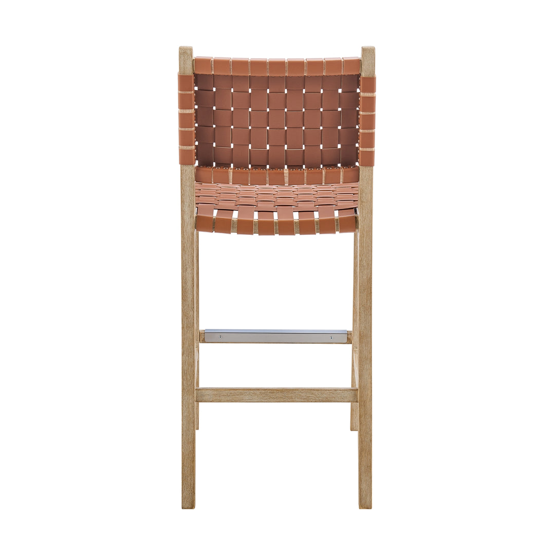 Marco Faux Leather Counter Stool Drift Wood Frame - Ochre Brown - view 6
