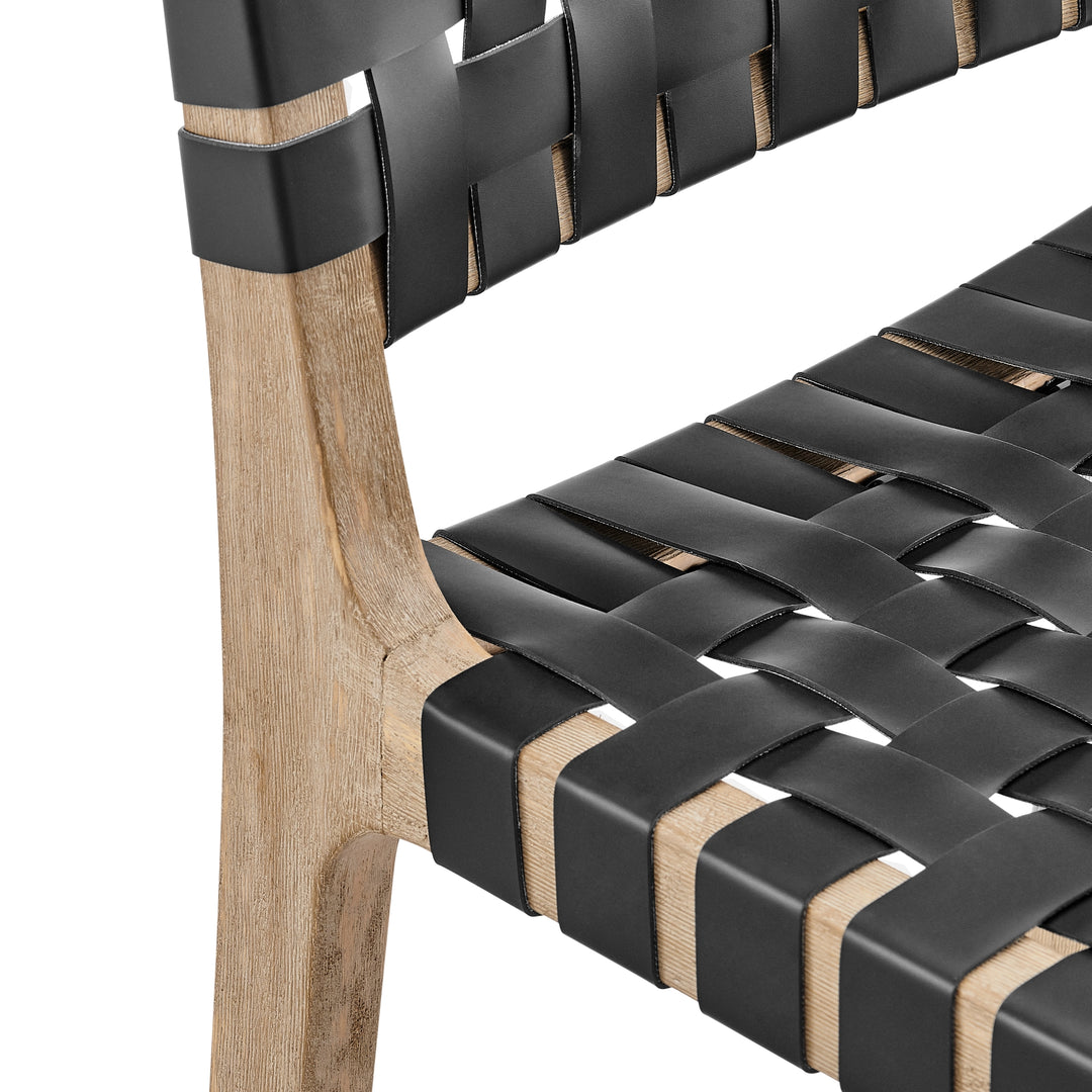Marco Faux Leather Counter Stool Drift Wood Frame - Black - view 11