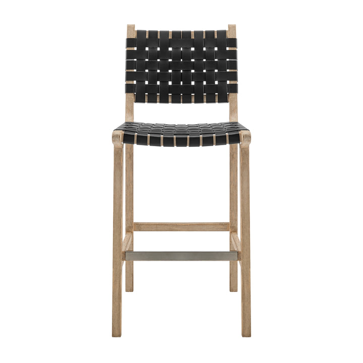 Marco Faux Leather Counter Stool Drift Wood Frame - Black - view 4