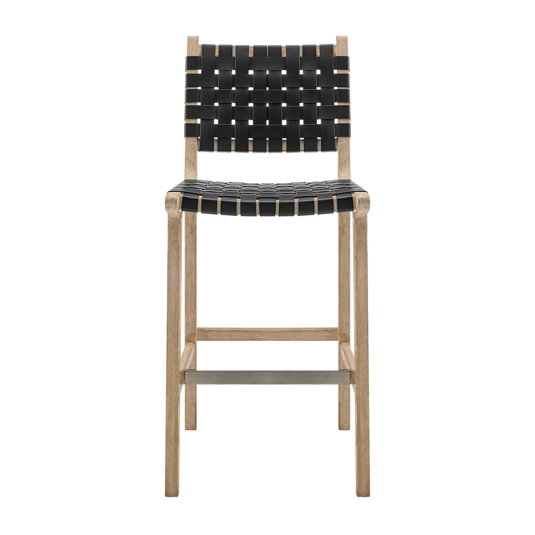 Marco Faux Leather Counter Stool Drift Wood Frame - Black - view 4