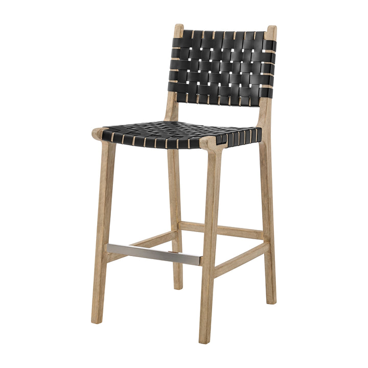 Marco Faux Leather Counter Stool Drift Wood Frame - Black