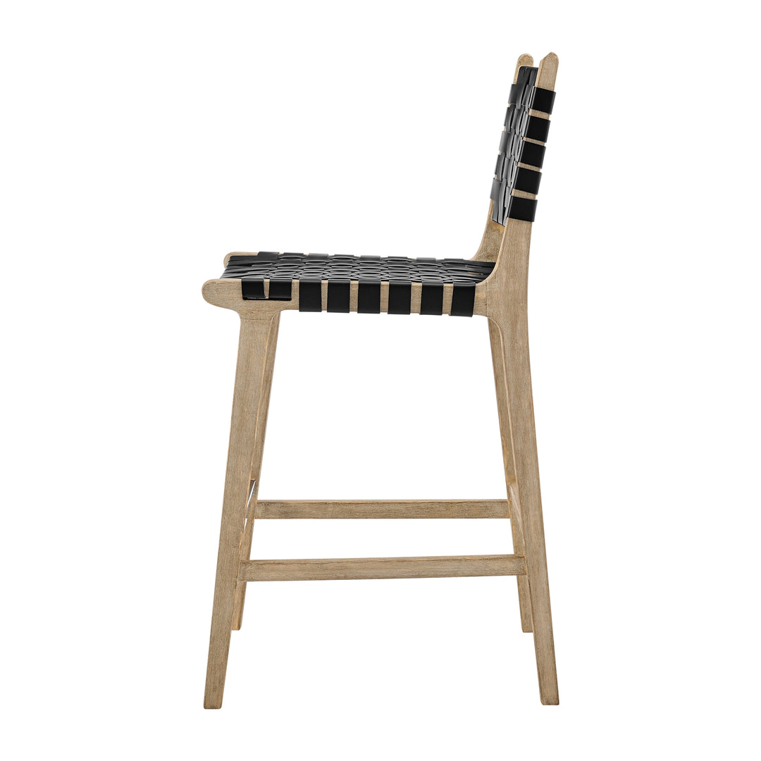 Marco Faux Leather Counter Stool Drift Wood Frame - Black - view 5