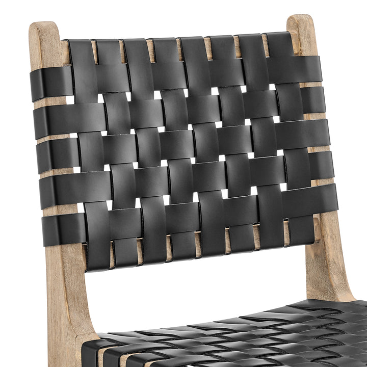 Marco Faux Leather Counter Stool Drift Wood Frame - Black - view 9