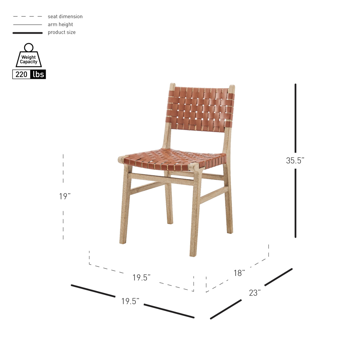 Marco Faux Leather Dining Side Chair Drift Wood Frame - Ochre Brown - view 2