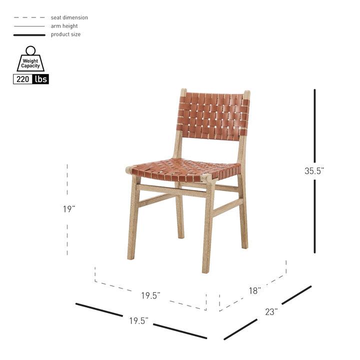Marco Faux Leather Dining Side Chair Drift Wood Frame - Ochre Brown - view 2