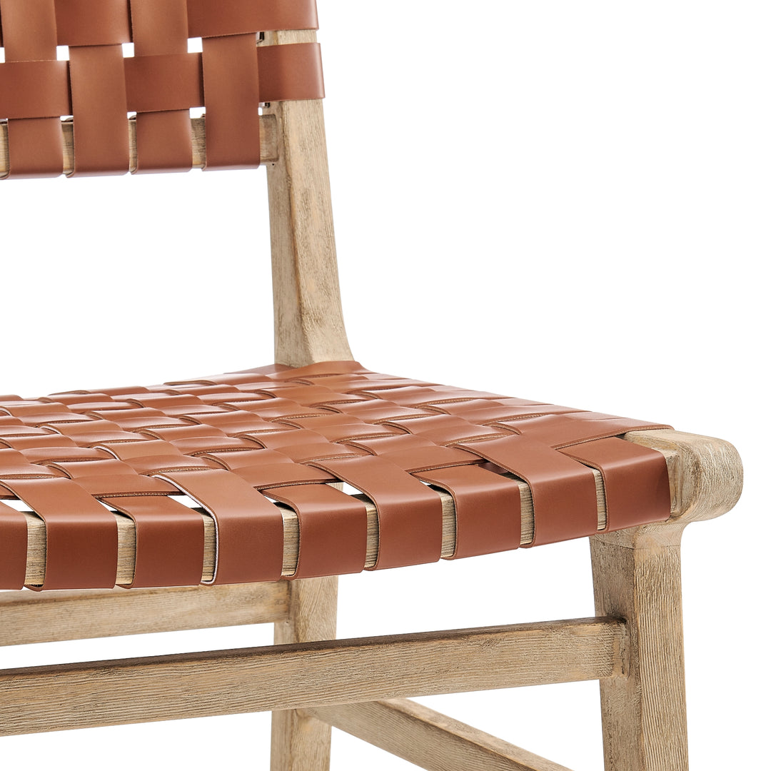 Marco Faux Leather Dining Side Chair Drift Wood Frame - Ochre Brown - view 10