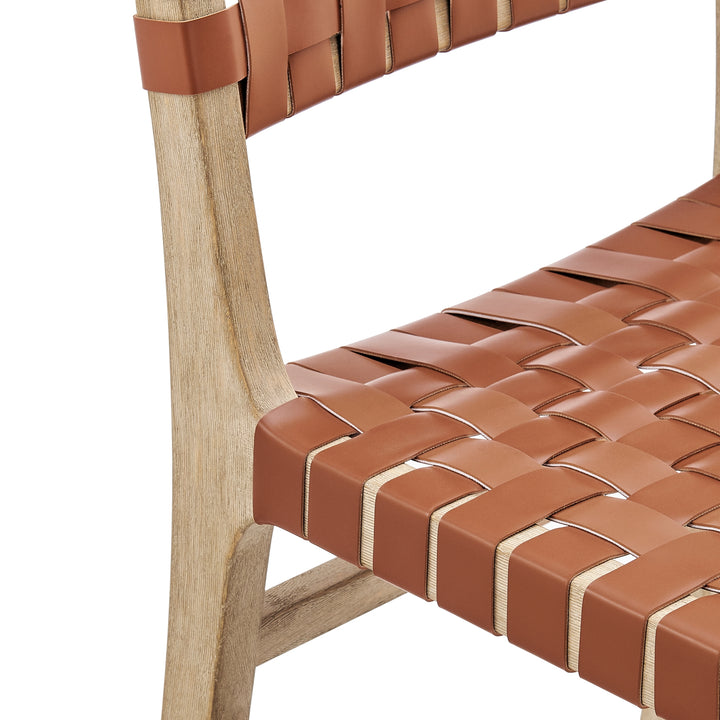 Marco Faux Leather Dining Side Chair Drift Wood Frame - Ochre Brown - view 11
