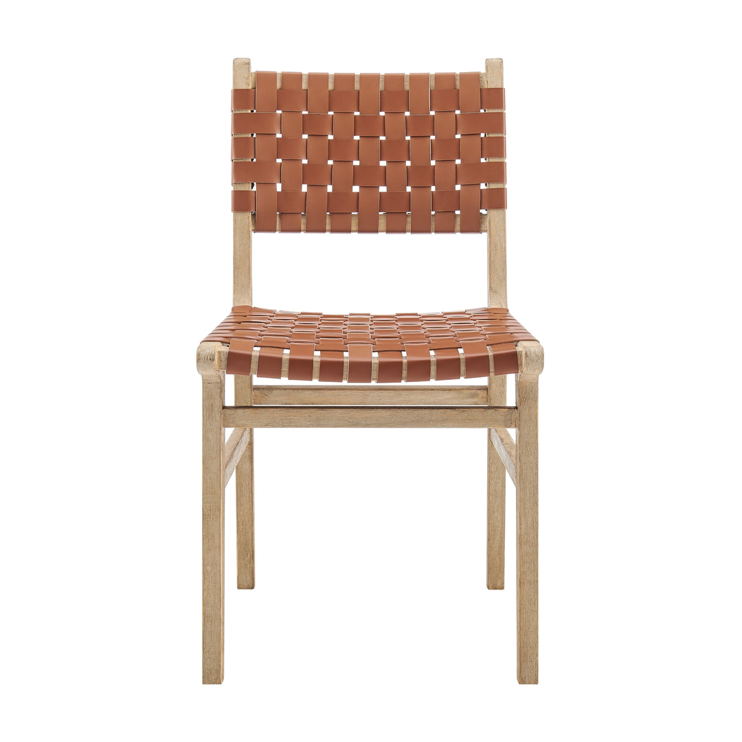 Marco Faux Leather Dining Side Chair Drift Wood Frame - Ochre Brown - view 4