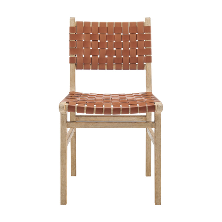 Marco Faux Leather Dining Side Chair Drift Wood Frame - Ochre Brown - view 4