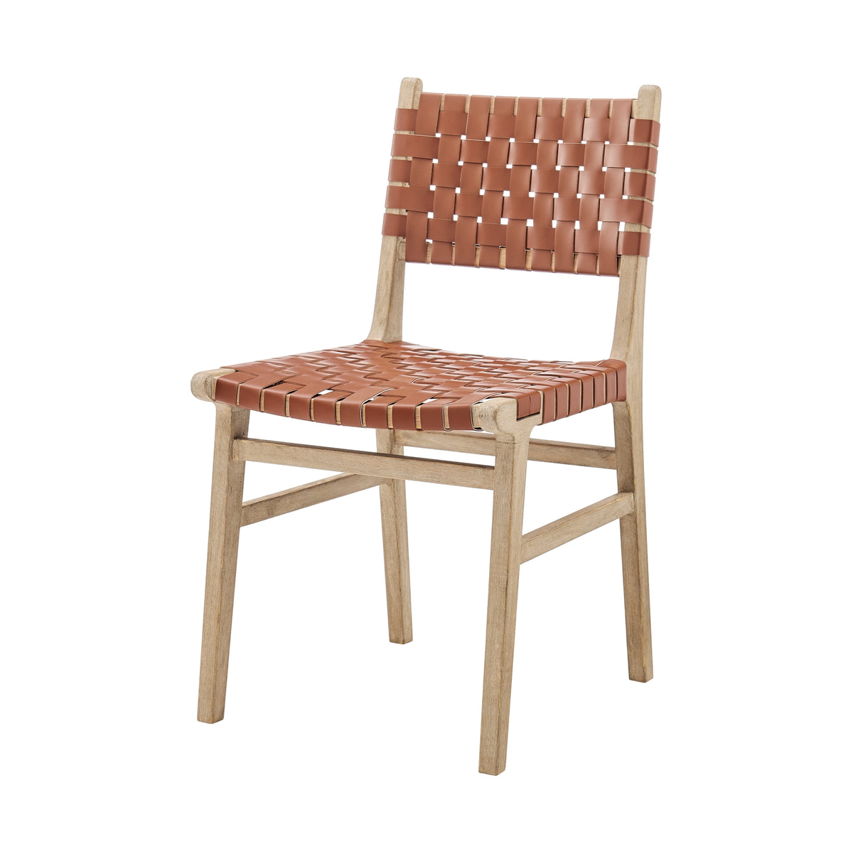 Marco Faux Leather Dining Side Chair Drift Wood Frame - Ochre Brown