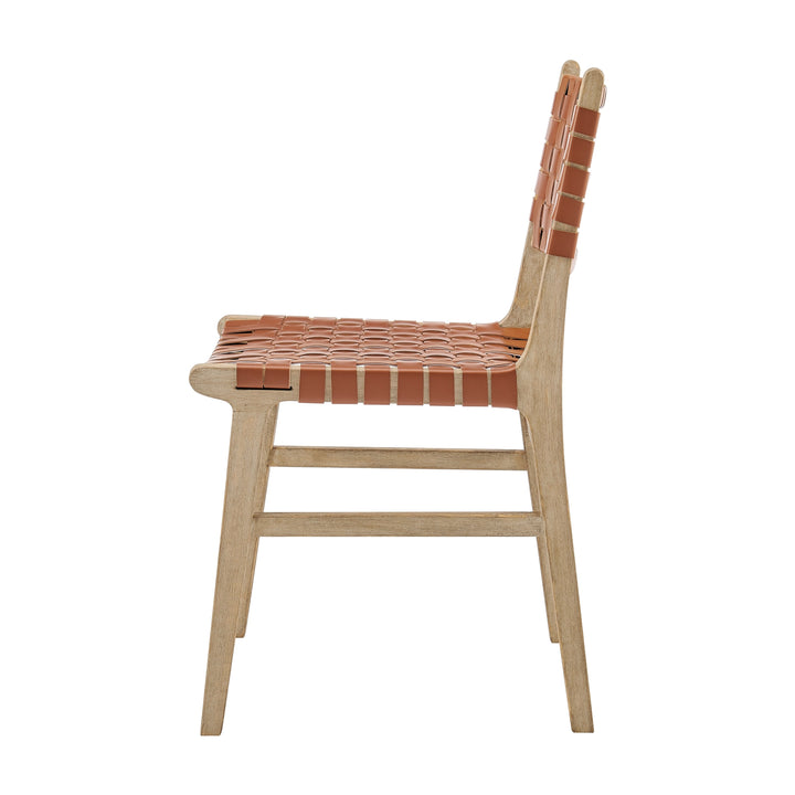 Marco Faux Leather Dining Side Chair Drift Wood Frame - Ochre Brown - view 5
