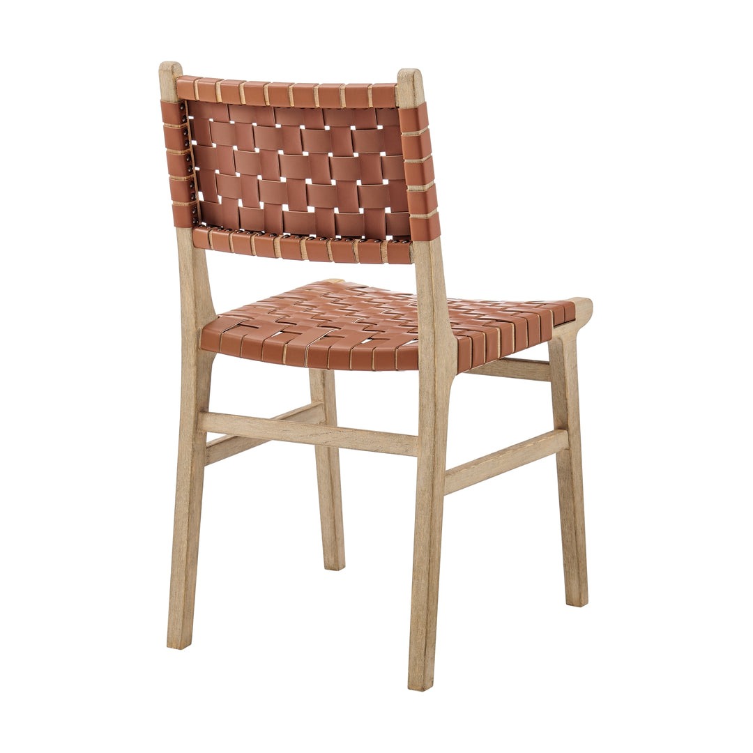 Marco Faux Leather Dining Side Chair Drift Wood Frame - Ochre Brown - view 7
