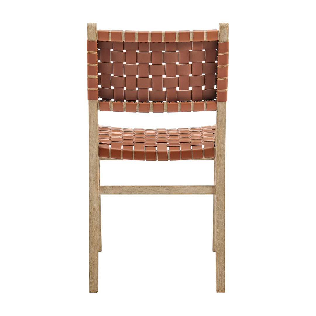 Marco Faux Leather Dining Side Chair Drift Wood Frame - Ochre Brown - view 6
