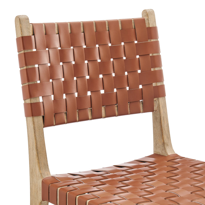 Marco Faux Leather Dining Side Chair Drift Wood Frame - Ochre Brown - view 9