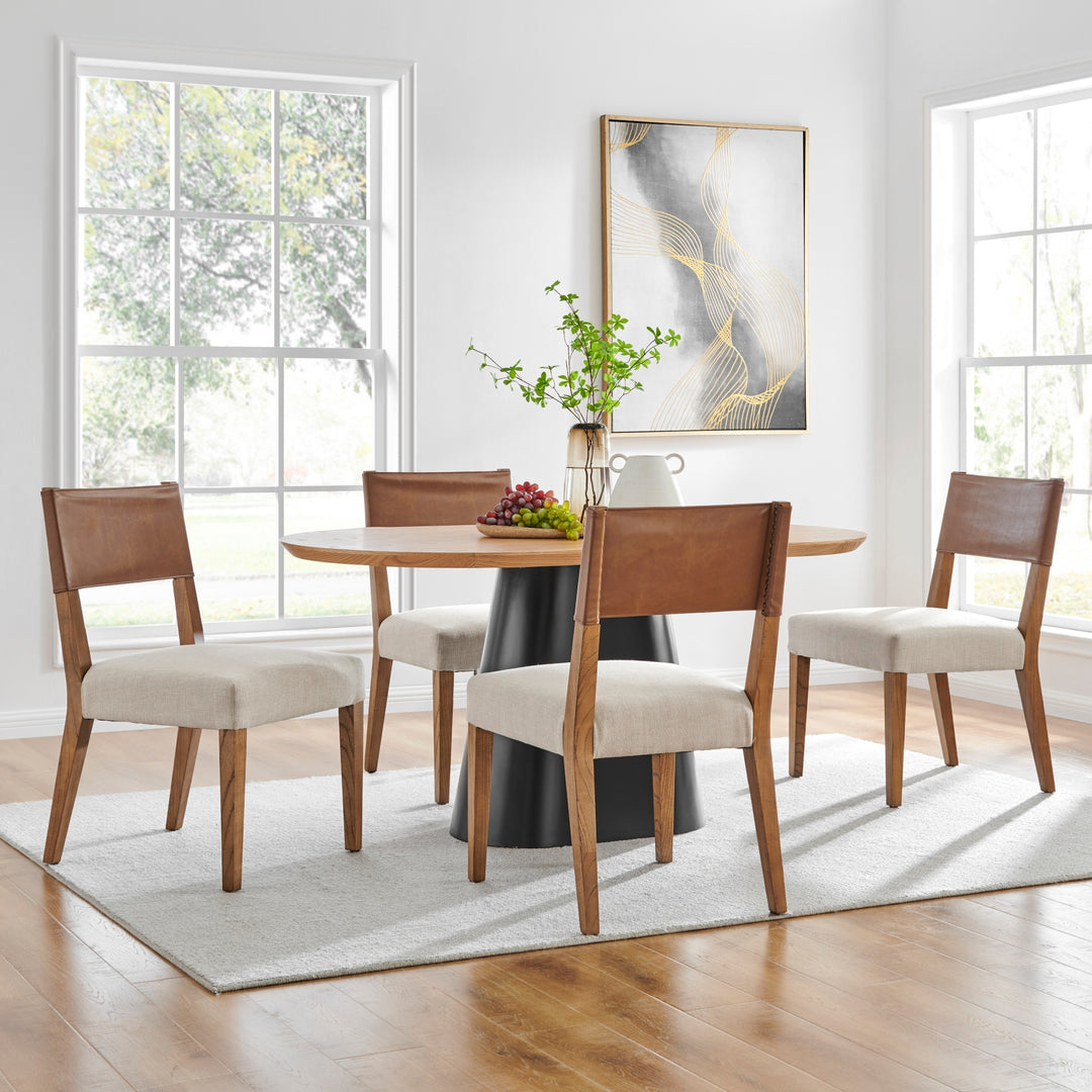 Kylo Faux Leather/Fabric Dining Side Chair - Borneo Chocolate/Meridien Cream - view 2