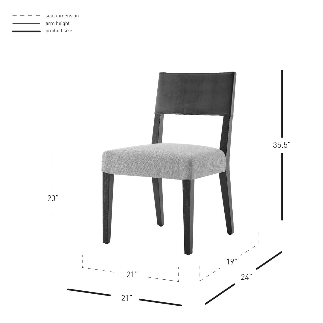 Kylo Faux Leather/Fabric Dining Side Chair - Borneo Black/Meridien Gray