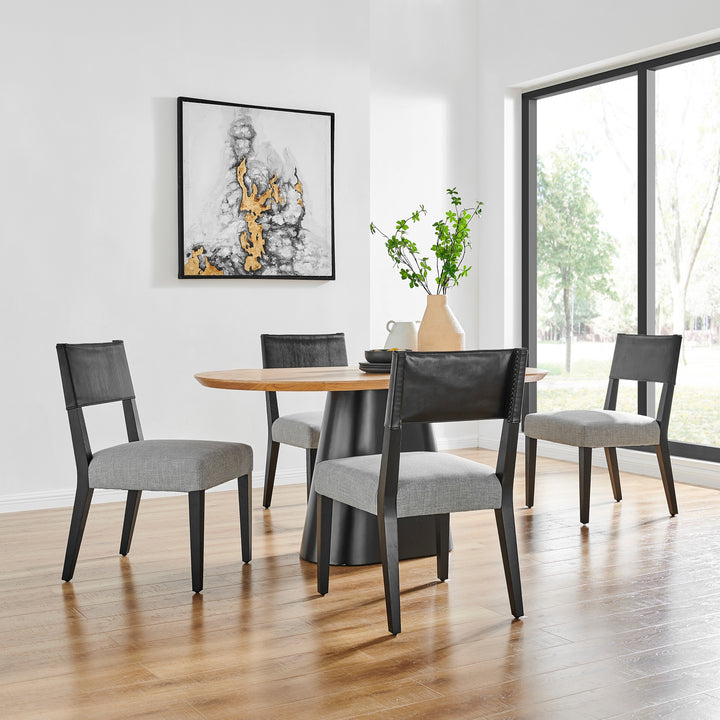 Kylo Faux Leather/Fabric Dining Side Chair - Borneo Black/Meridien Gray - view 2