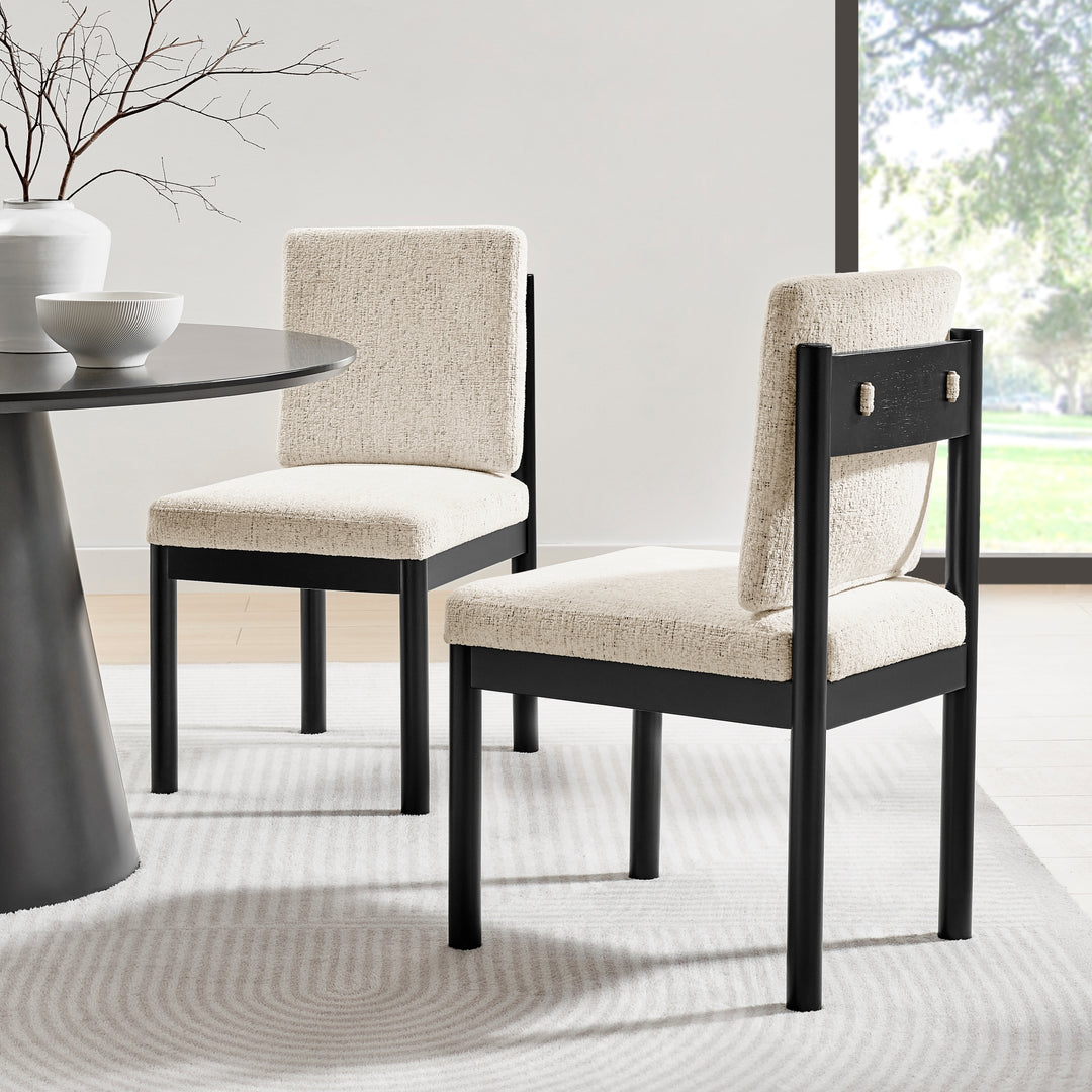 Melvin Chenille Dining Side Chair Black Frame - Concord Cream - view 3