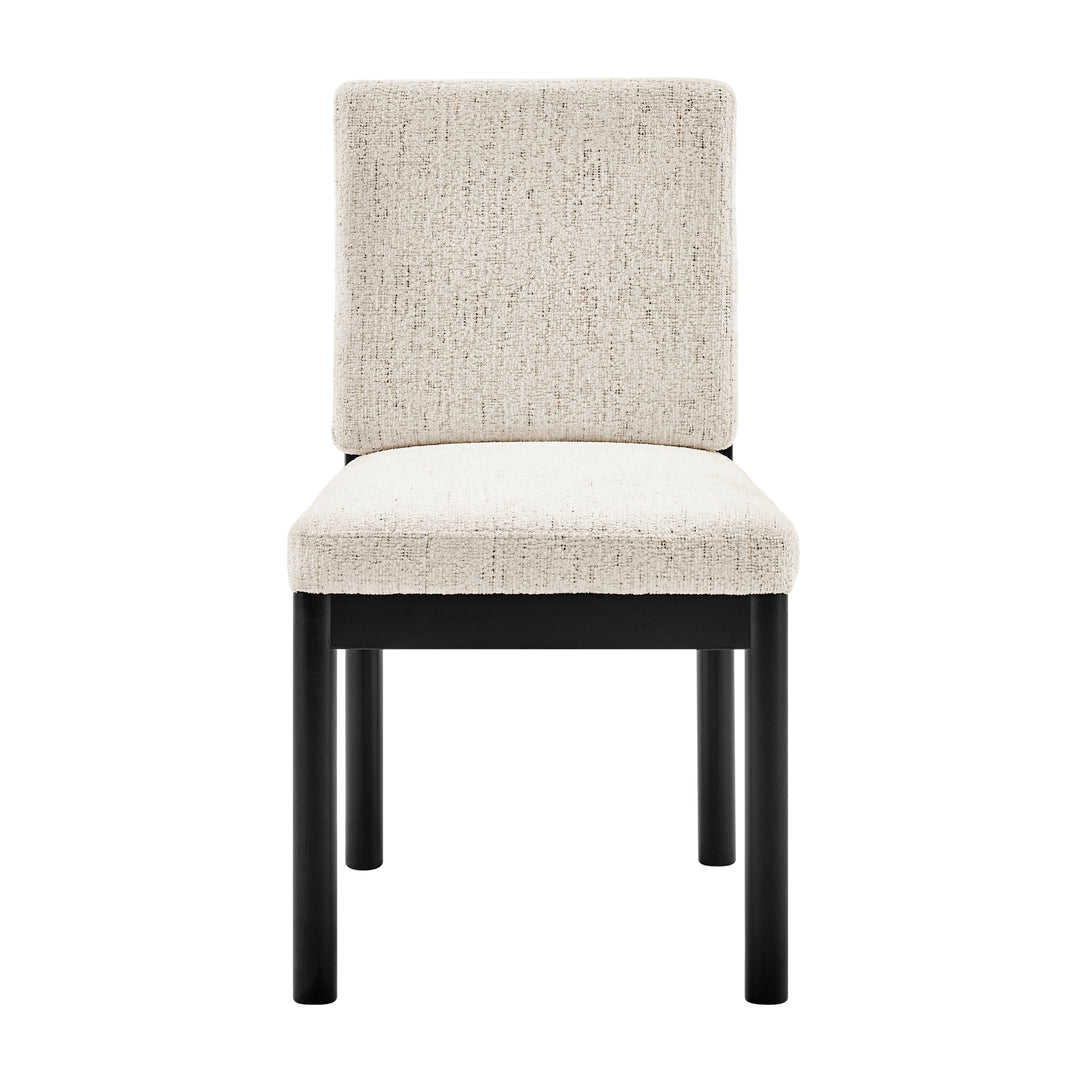 Melvin Chenille Dining Side Chair Black Frame - Concord Cream - view 4
