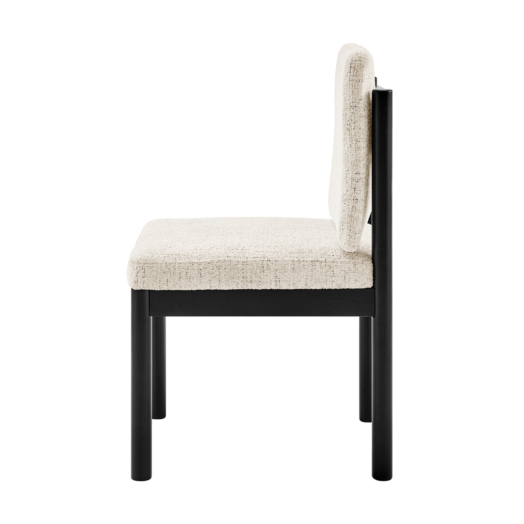 Melvin Chenille Dining Side Chair Black Frame - Concord Cream - view 5