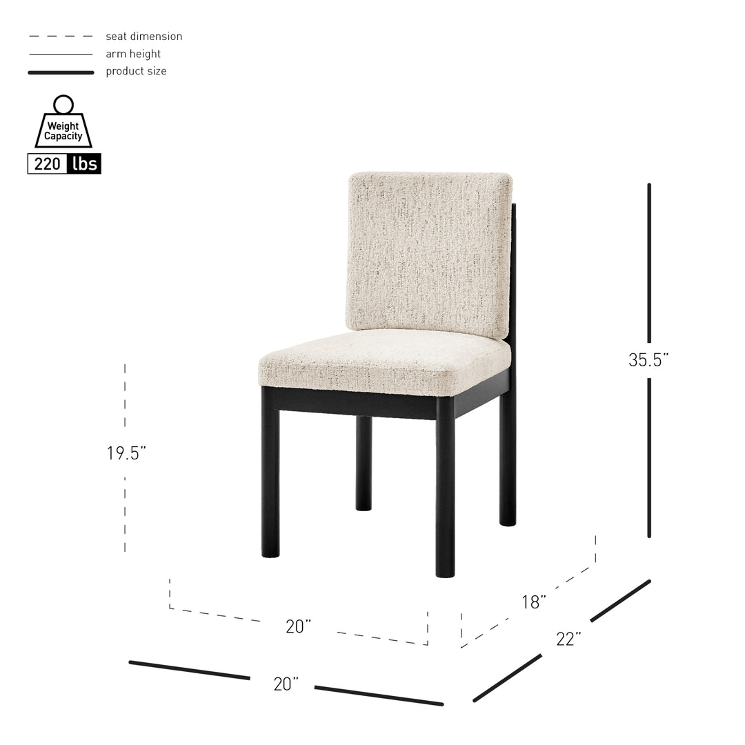 Melvin Chenille Dining Side Chair Black Frame - Concord Cream - view 2