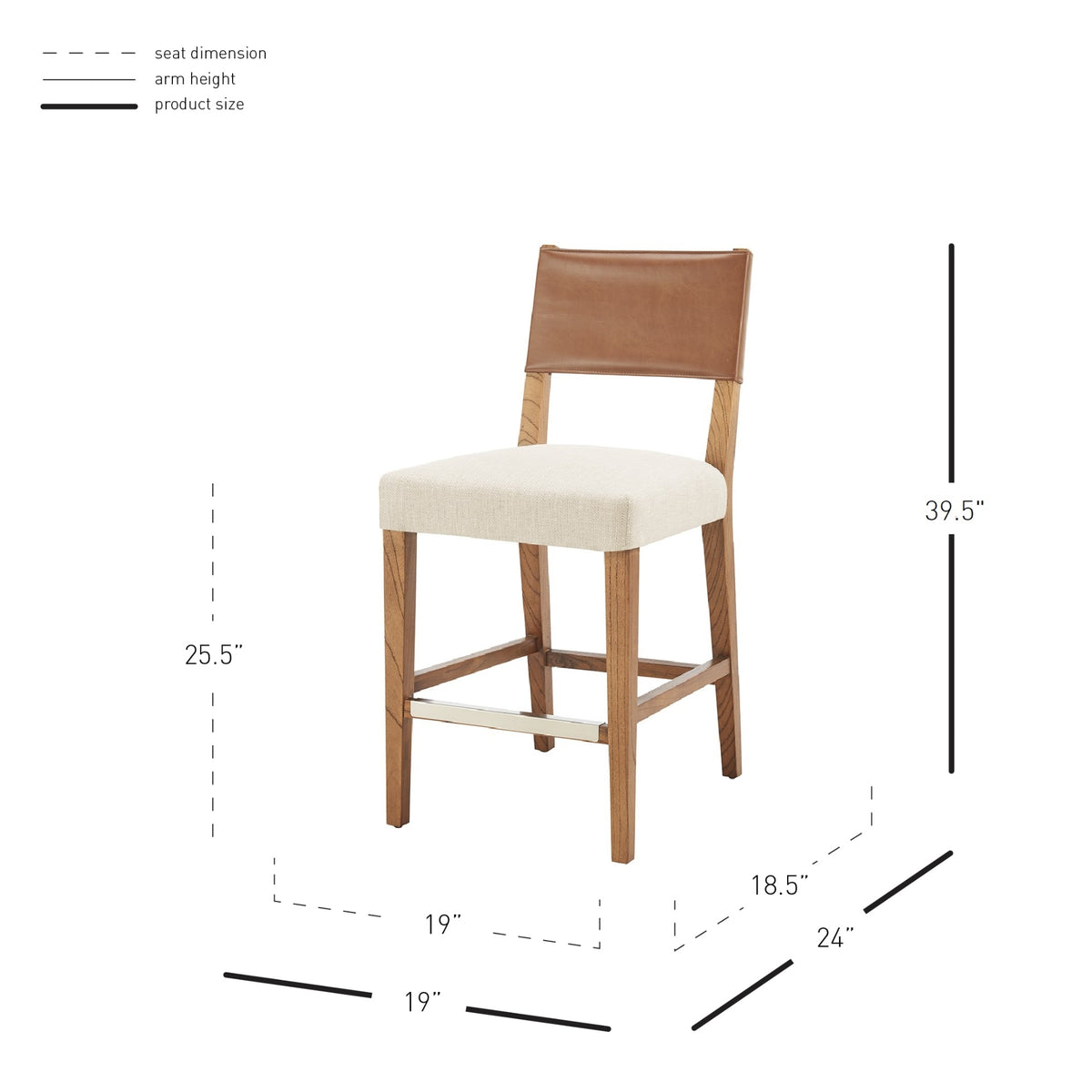 Kylo Faux Leather/Fabric Counter Stool - Borneo Chocolate/Meridien Cream - view 2