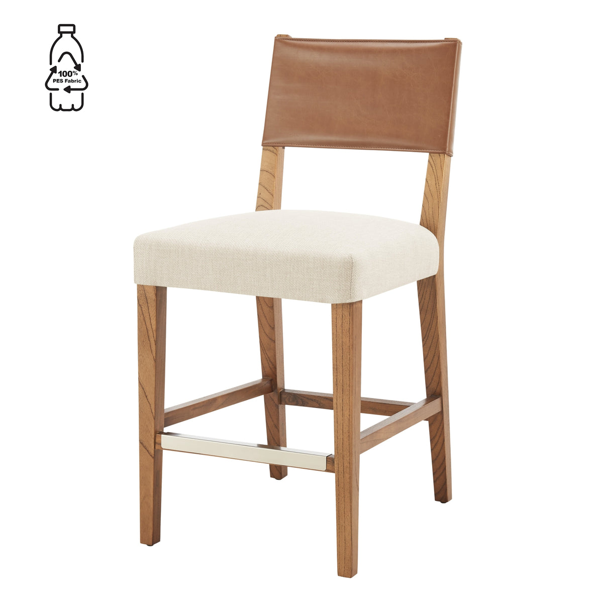 Kylo Faux Leather/Fabric Counter Stool - Borneo Chocolate/Meridien Cream