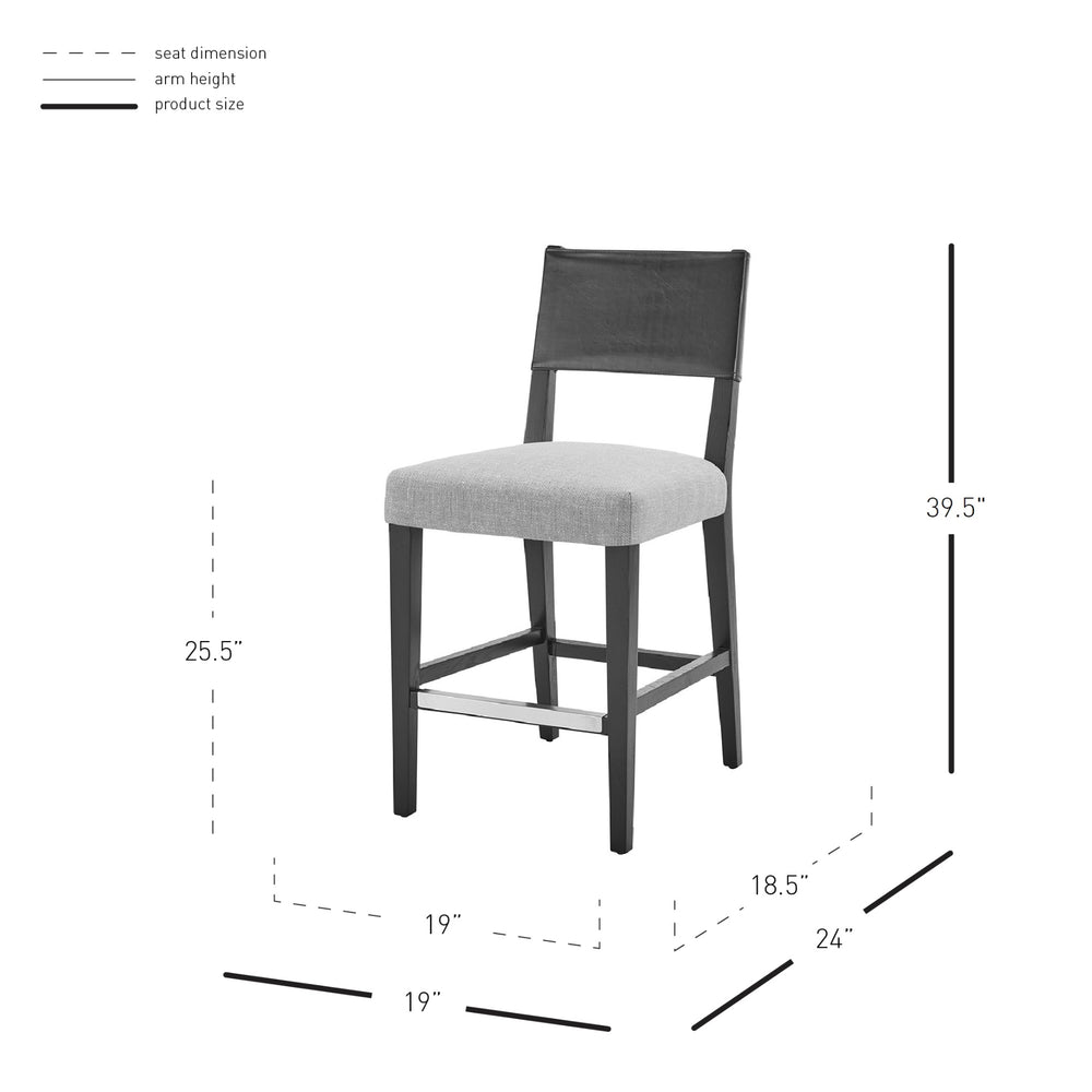Kylo Faux Leather/Fabric Counter Stool - Borneo Black/Meridien Gray - view 2