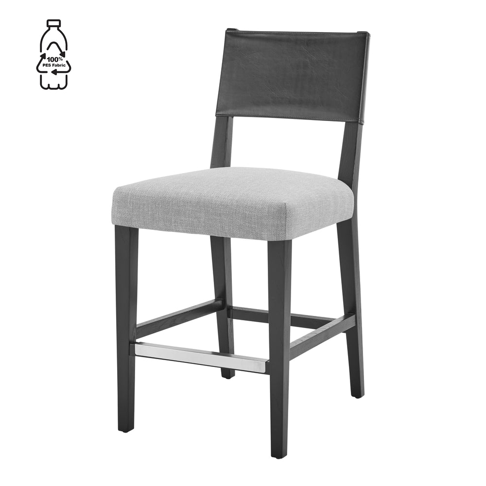 Kylo Faux Leather/Fabric Counter Stool - Borneo Black/Meridien Gray