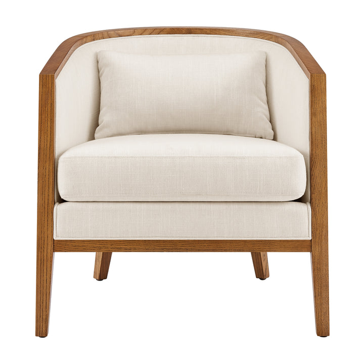 Tillman Faux Leather/Linen Accent Arm Chair - Casa Caramel/Shortbread - view 7