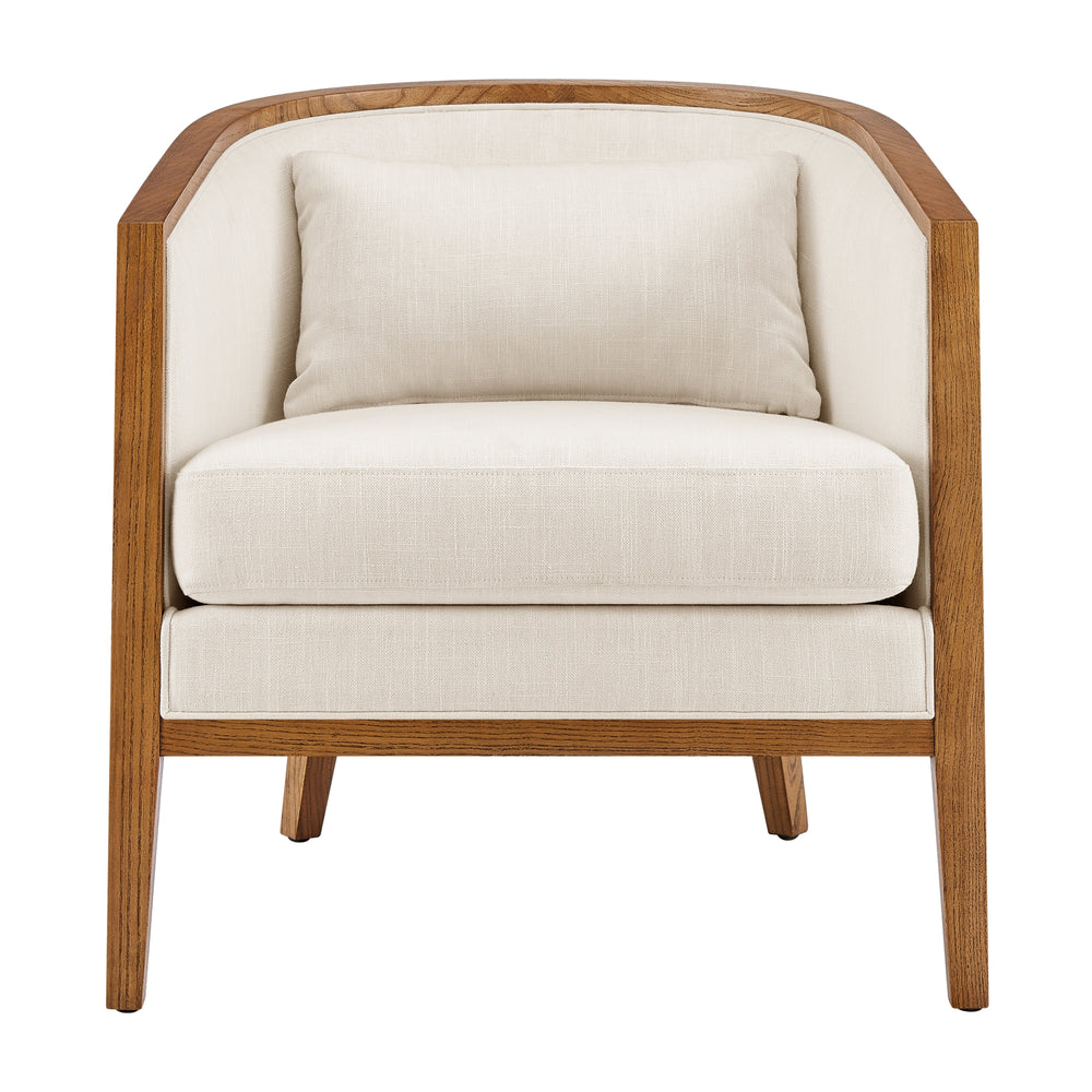 Tillman Faux Leather/Linen Accent Arm Chair - Casa Caramel/Shortbread - view 7
