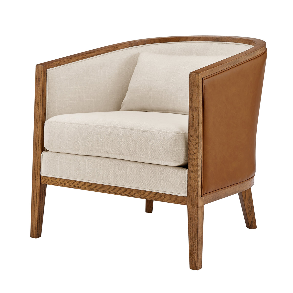 Tillman Faux Leather/Linen Accent Arm Chair - Casa Caramel/Shortbread