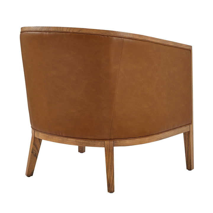 Tillman Faux Leather/Linen Accent Arm Chair - Casa Caramel/Shortbread - view 10