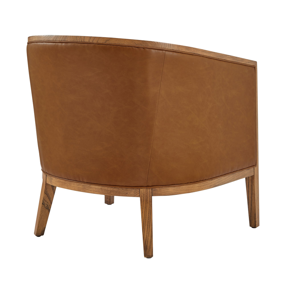 Tillman Faux Leather/Linen Accent Arm Chair - Casa Caramel/Shortbread - view 10