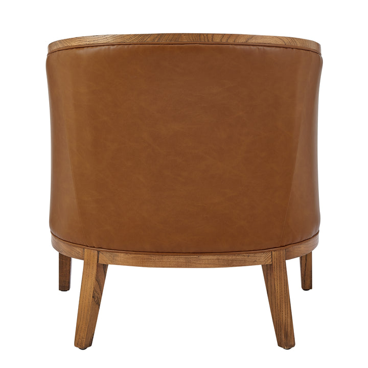 Tillman Faux Leather/Linen Accent Arm Chair - Casa Caramel/Shortbread - view 9