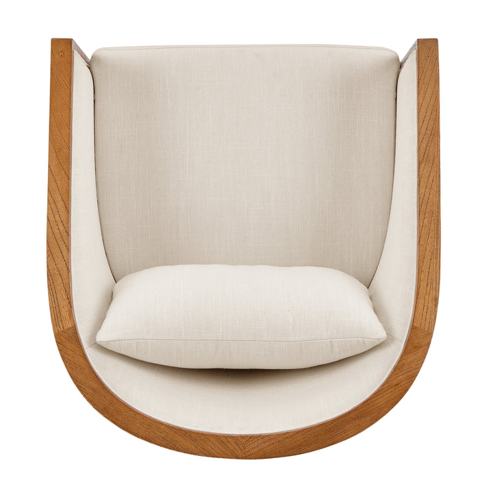 Tillman Faux Leather/Linen Accent Arm Chair - Casa Caramel/Shortbread - view 11
