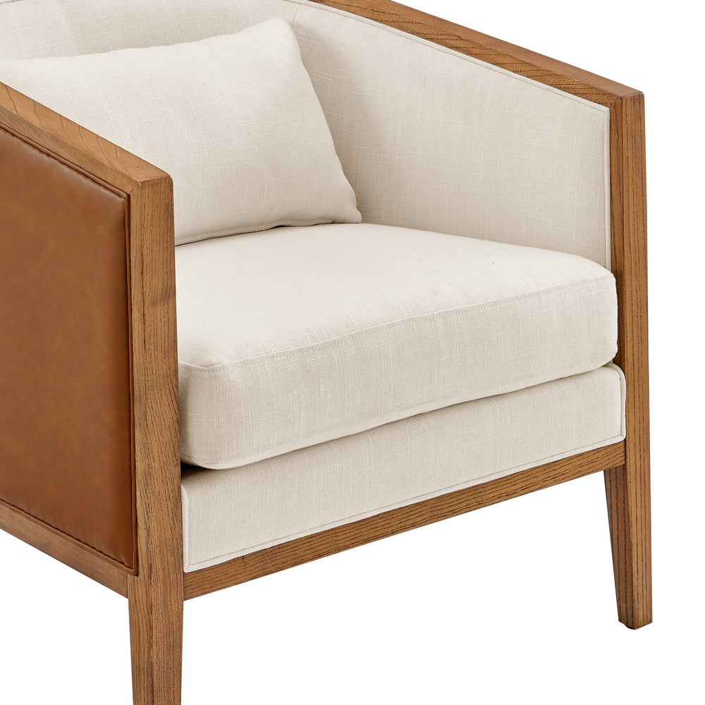 Tillman Faux Leather/Linen Accent Arm Chair - Casa Caramel/Shortbread - view 12