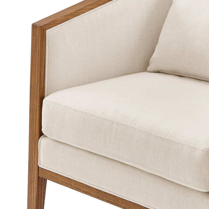 Tillman Faux Leather/Linen Accent Arm Chair - Casa Caramel/Shortbread - view 13