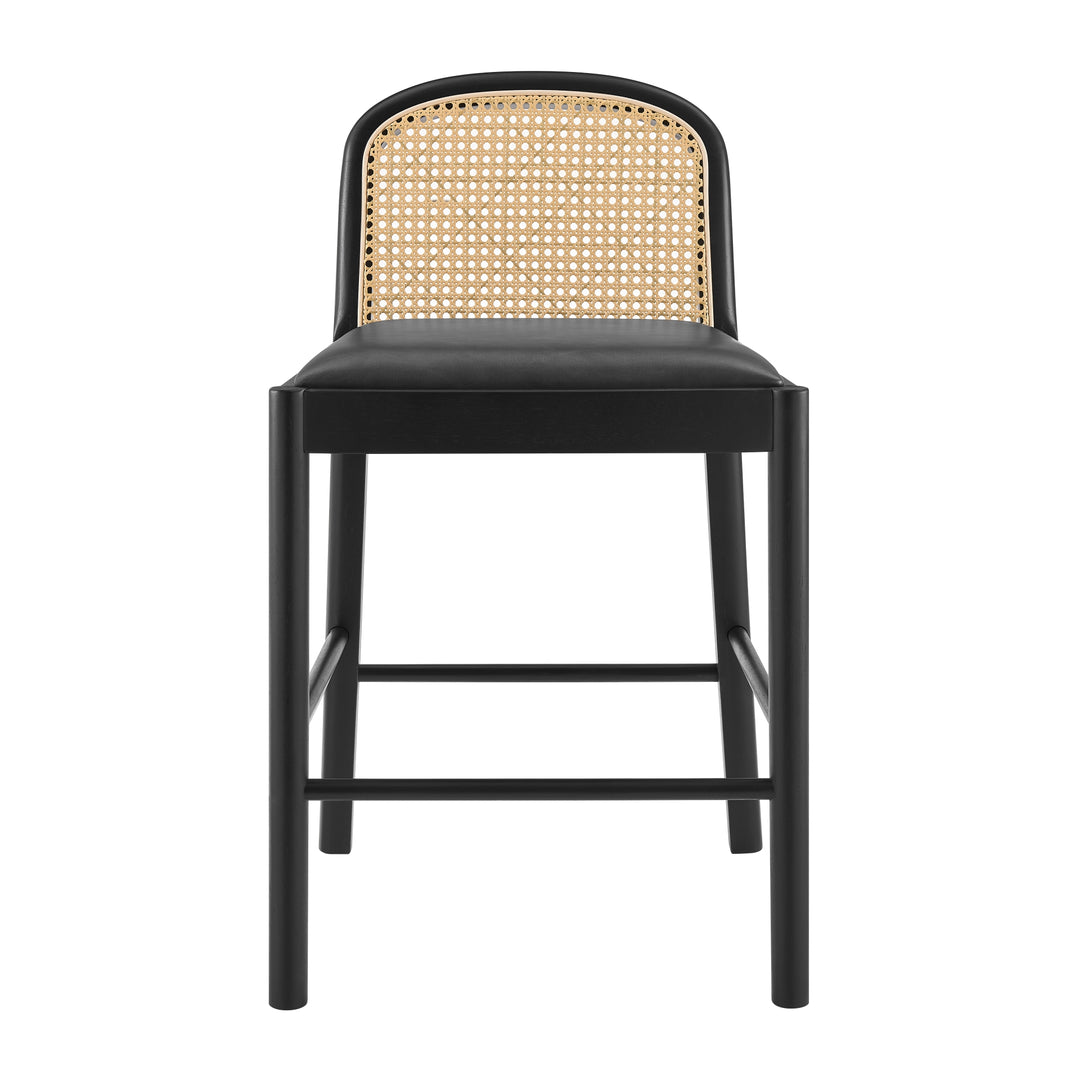 Donna Faux Leather Rattan Counter Stool - Casa Black - view 3