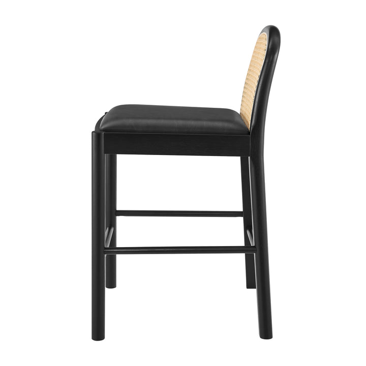 Donna Faux Leather Rattan Counter Stool - Casa Black - view 4
