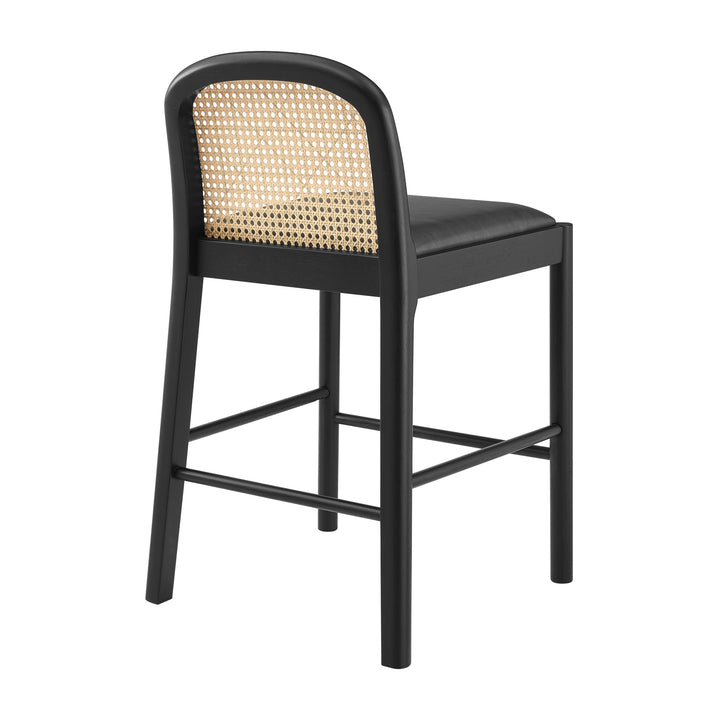 Donna Faux Leather Rattan Counter Stool - Casa Black - view 6