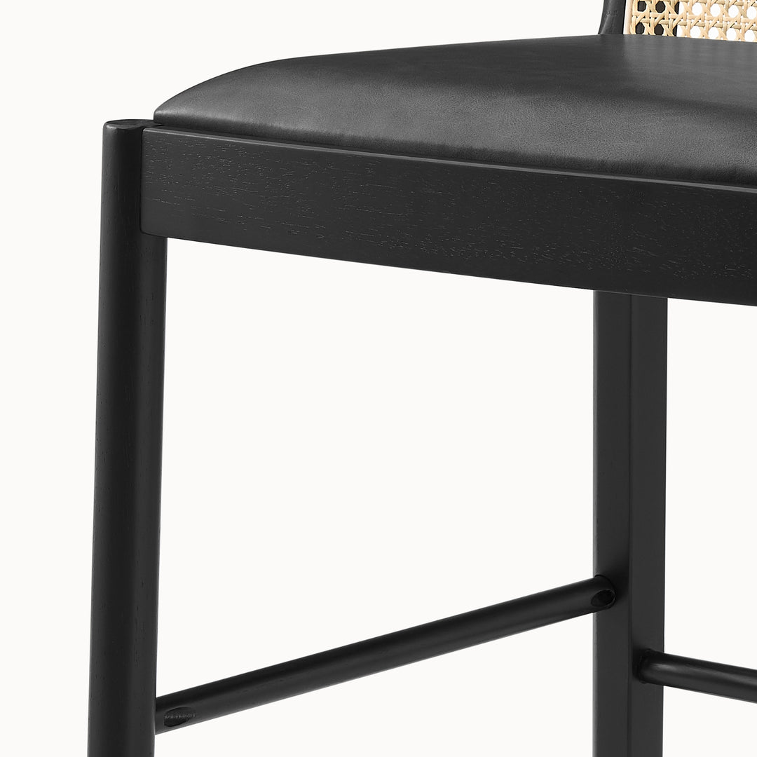 Donna Faux Leather Rattan Counter Stool - Casa Black - view 8